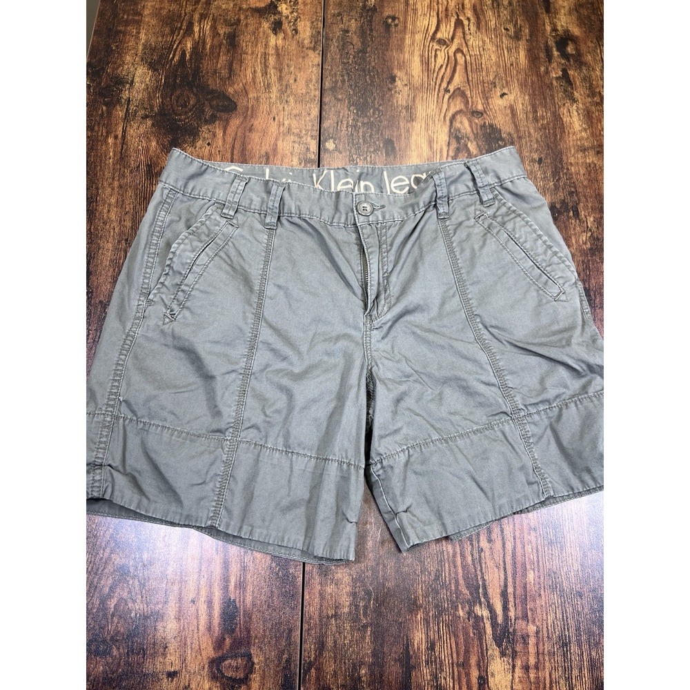 Calvin Klein Jeans Womens Size 12 Olive Green Cargo Shorts Utility Cotton Casual